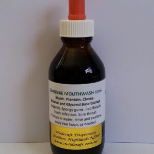 GINGIVAE MOUTHWASH 100ml Myrrh. Plantain. Cloves. Ethanol and/or Glycerol base herbal extracts for maximum strength and rapid absorption. Dose is diluted in water.