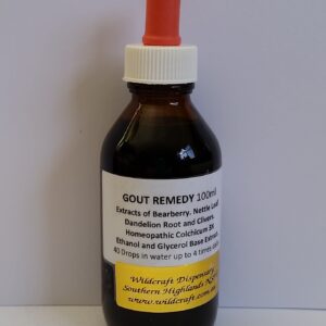 GOUT REMEDY HERBAL EXTRACT 100ml Bearberry. Nettle Leaf. Cleavers. Dandelion Root. Homeopathic Colchicum.