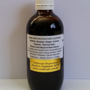 LUNG AND RESPIRATORY SUPPORT 200ml Mullein. Boneset. Ginger. Licorice. Plantain. Pleurisy Root.
